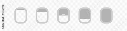 Plane window icon. Aircraft interior illustration. Airplane design element in vector flat