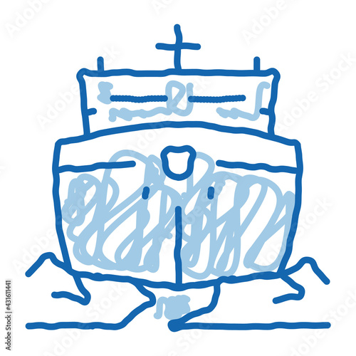 icebreaker ship doodle icon hand drawn illustration
