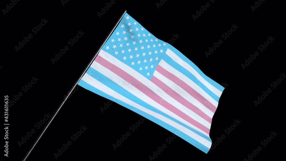 Transgender American Flag on Pole with Matte Key 4K Transgender American Flag on Pole with Matte Key 4K