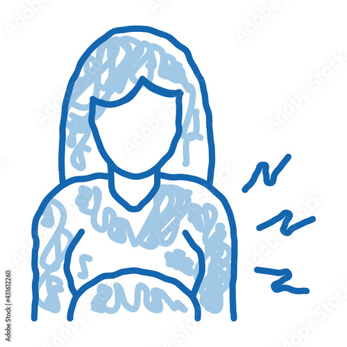 contractions pregnant woman doodle icon hand drawn illustration