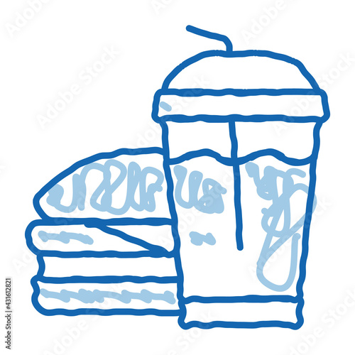 unhealthy fast food doodle icon hand drawn illustration