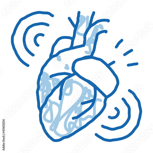 heart attack doodle icon hand drawn illustration