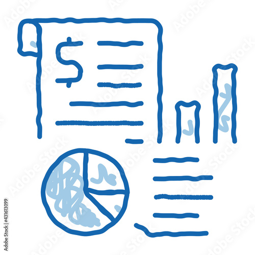 financial chart of audit doodle icon hand drawn illustration