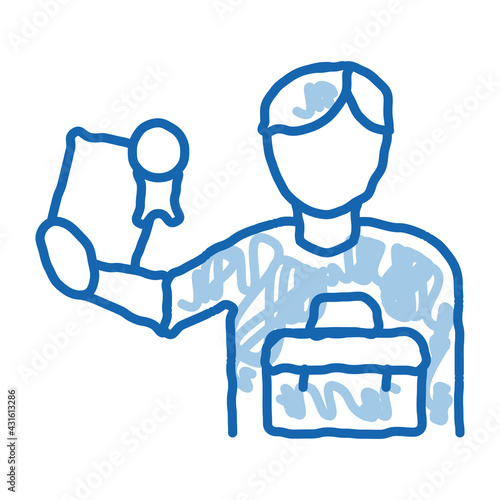 certificate license for work doodle icon hand drawn illustration