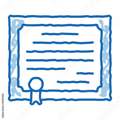 certificate license doodle icon hand drawn illustration