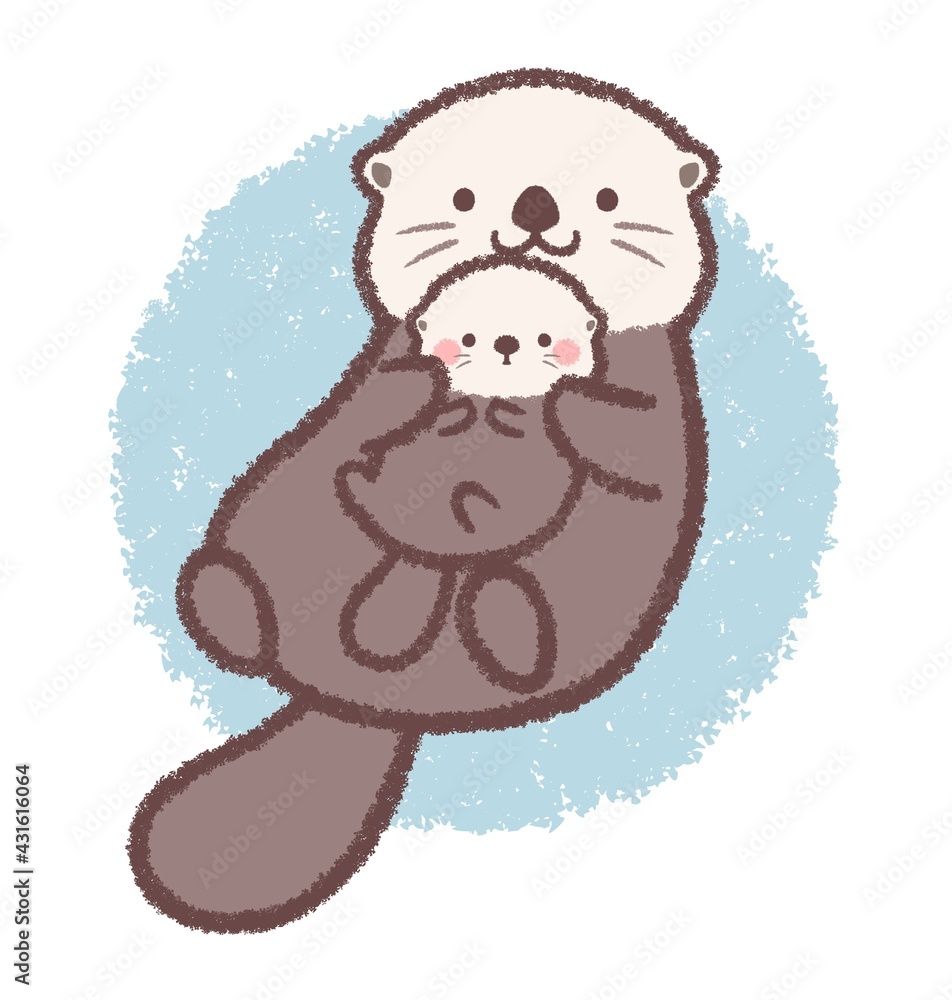 ラッコの親子背景付き Stock Illustration Adobe Stock ラッコの親子背景付き Stock Illustration Adobe Stock