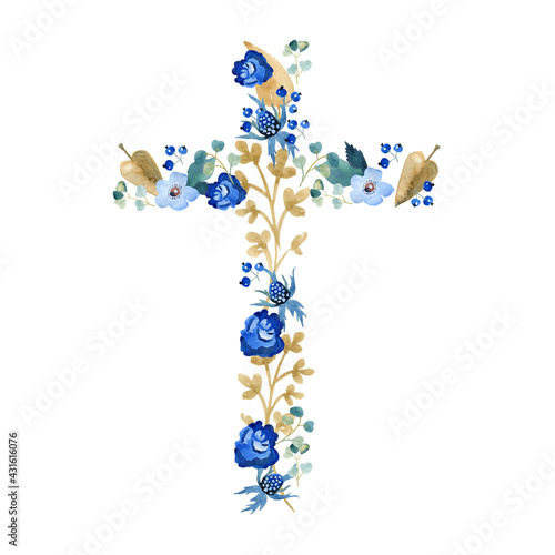 Watercolor Flower Cross, Wood Cross, Baptism, Floral Clipart, First Communion, Holy Spirit, Florals Arrangements, Easter cross