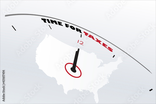 USA Map Time for Taxes Clock Symbol Vector Image 