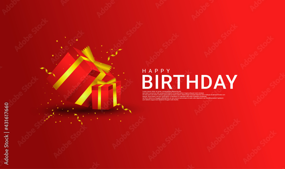Happy birthday cards, red and gold, suitable for invitation cards ...
