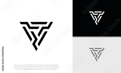 Innovative high tech logo template. Template label for blockchain technology. Initial V logo design. Technology Logo. 