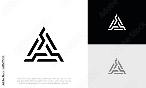 Innovative high tech logo template. Template label for blockchain technology. Initial A logo design. Technology Logo. 