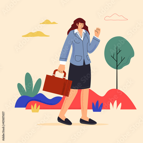 business woman walking with briefcase