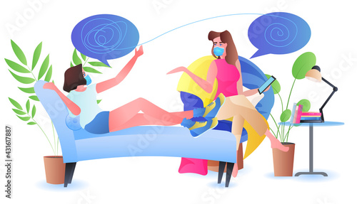 psychologist in mask solving psychological problem in tangled brain psychotherapy session treatment of stress addictions