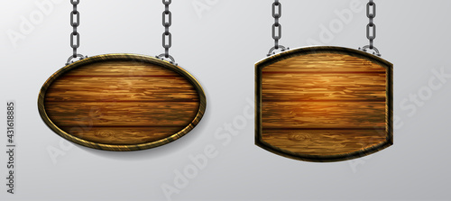Vector realistic illustration of wooden signboard