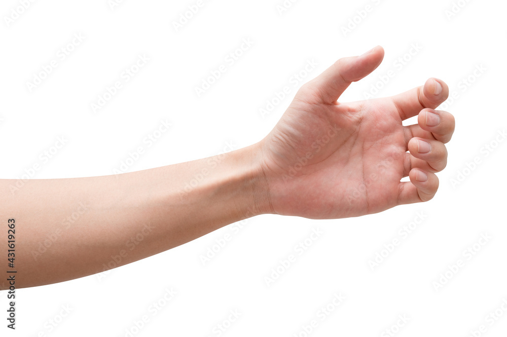 isolated of male caucasian hand holding something like a bottle or can.
isolated of male caucasian hand holding something like a bottle or can.