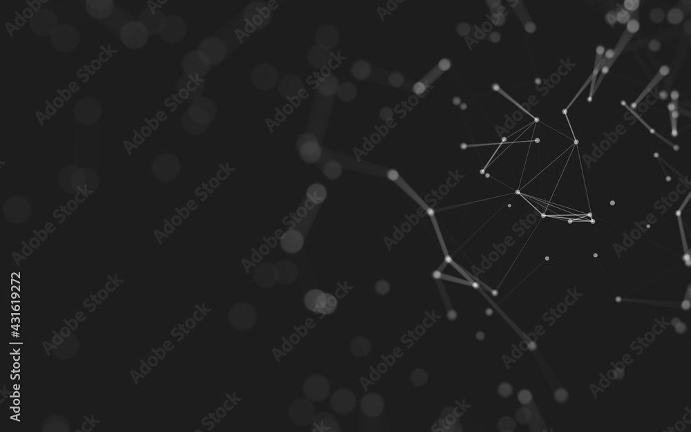 Fototapeta premium Abstract background. Molecules technology with polygonal shapes, connecting dots and lines. Connection structure. Big data visualization.