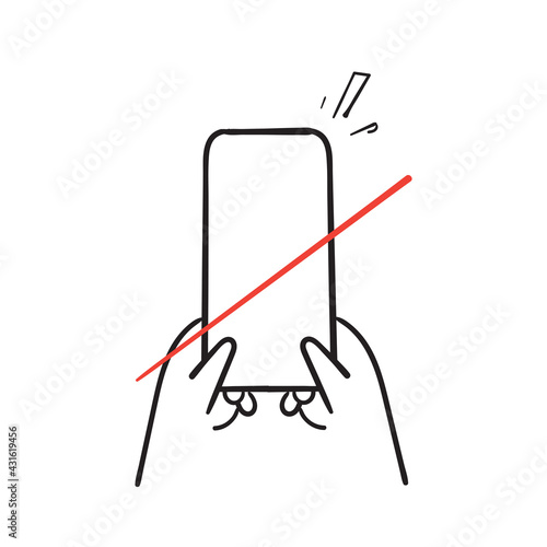 hand drawn doodle no phone icon illustration vector isolated
