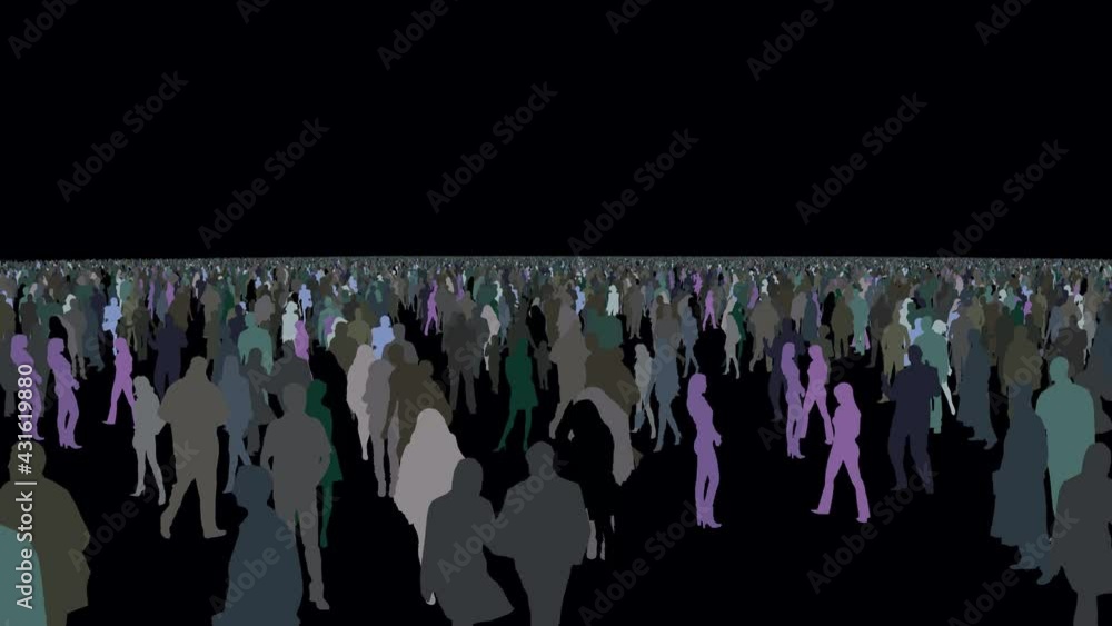 Colorful outlines of people standing in a crowd -animation Colorful outlines of people standing in a crowd -animation