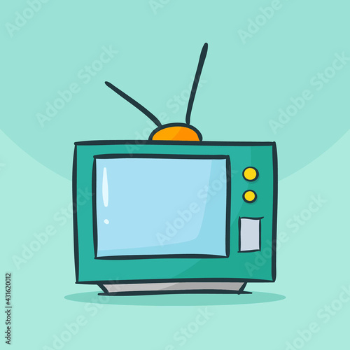 Television Cartoon Vector Icon Illustration. Good Used for Poster, Brochure, Social Media Post, Clipart, Presentation, Etc