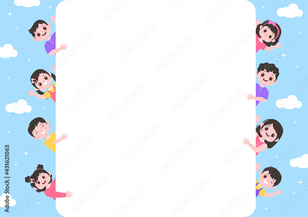 Happy Children's Day Celebration With Cartoon Character Illustration For Poster, Greeting Cards, Wallpaper Background, Banner, And Landing Page Happy Children's Day Celebration With Cartoon Character Illustration For Poster, Greeting Cards, Wallpaper Background, Banner, And Landing Page