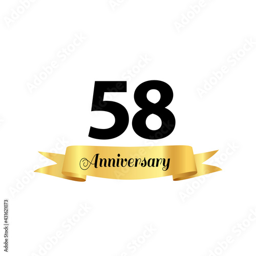 Fotografie 58Years Anniversary Logo Gold Ribbon