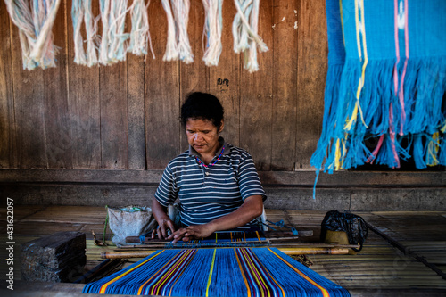 Traditional Weavers in Bena Village Flores Indonesia photo