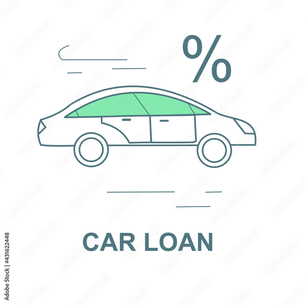 Colored outline icon for car loan.