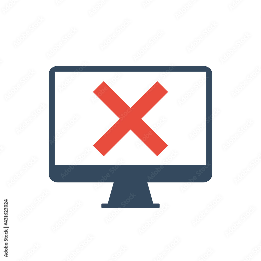 Fototapeta premium pc display with red cross sign, task or process error icon
