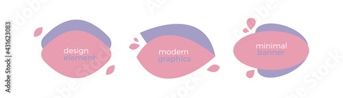 Set of modern organic shapes. Fluid vector trendy elements. Template graphics with geometric speech bubbles and banners with frames to put your own text