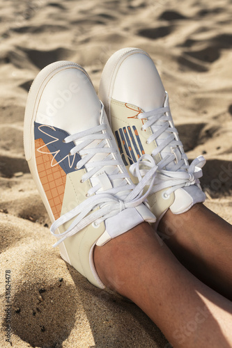 Cool canvas sneakers men's apparel summer fashion beach photoshoot