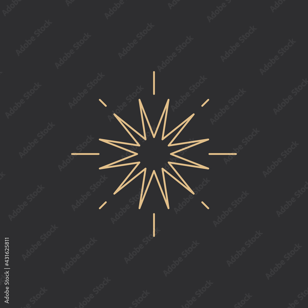 Obraz premium Sparkling star in celestial golden style on black background