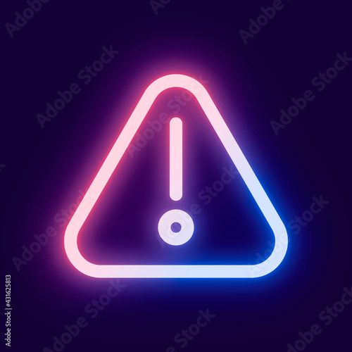 Warning social media icon in pink neon style