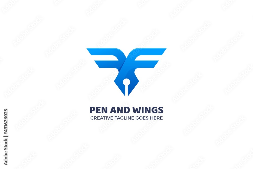 Obraz premium Wing and Pen Logo Template