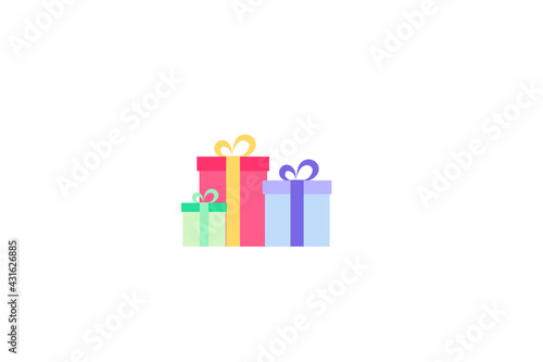 Happy birthday party, birthday party, colorful gift box at party, flat vector illustration and icon