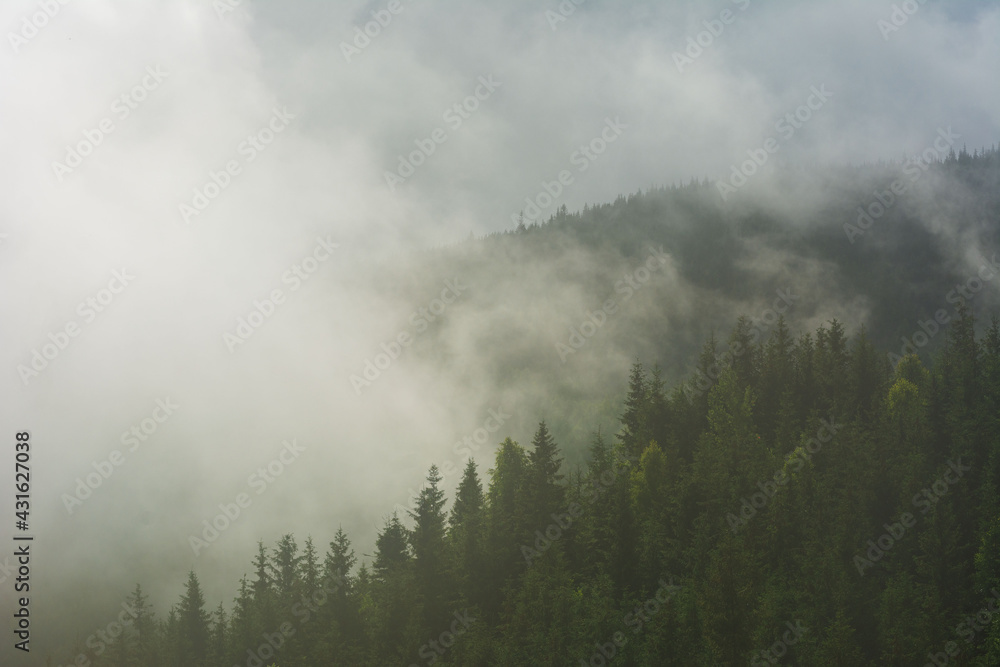 Beautiful scenery of the Carpathian Mountains on the Rodna ridge in Romania