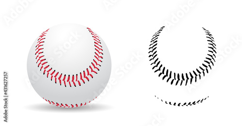 Baseball Stitches on a white background , sport game, vector illustration.