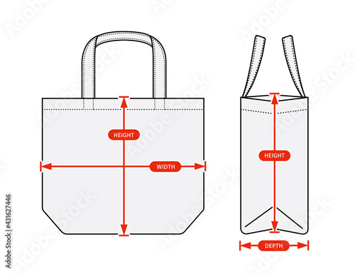 Clothing size chart vector illustration (Tote bag )