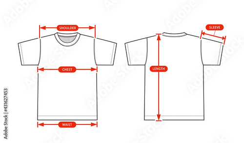 Clothing size chart vector illustration ( Shortsleeve Tshirt ) photo