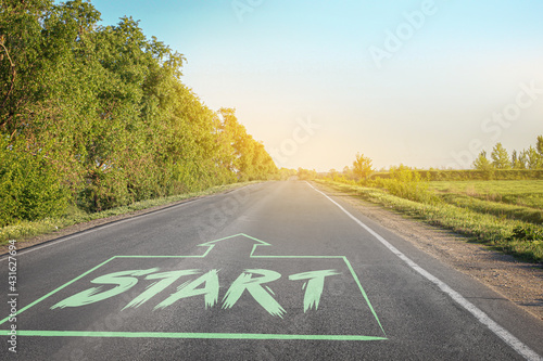 Road with arrow pointing in...