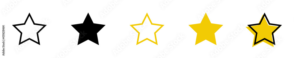 Conjunto de iconos de estrellas amarilla y negro Conjunto de iconos de estrellas amarilla y negro