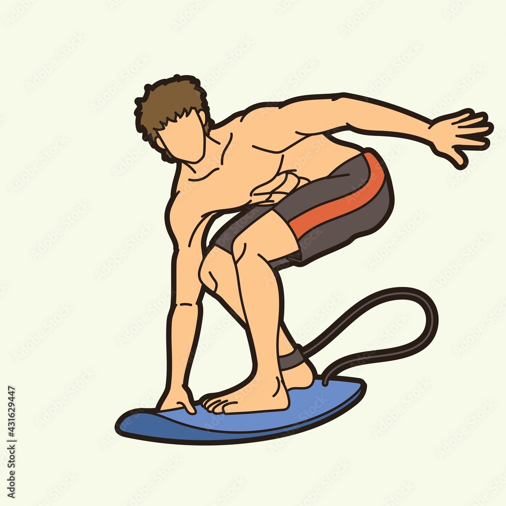 Surfing Sport Male Player Cartoon Graphic Vector Surfing Sport Male Player Cartoon Graphic Vector