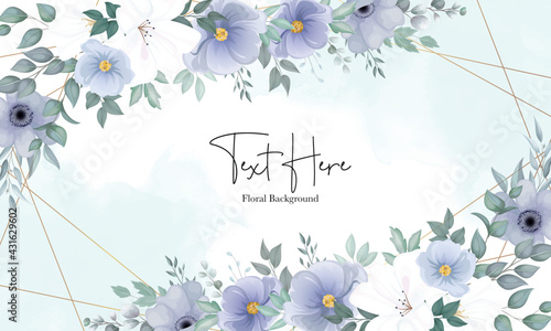 Beautiful floral background with elegant navy blue and white flower