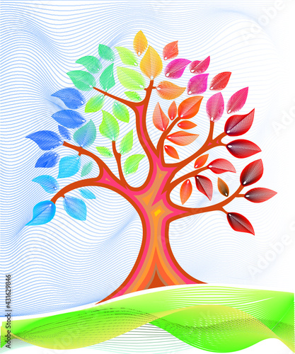 Tree and lines white background (Arbol y lineas fondo blanco)