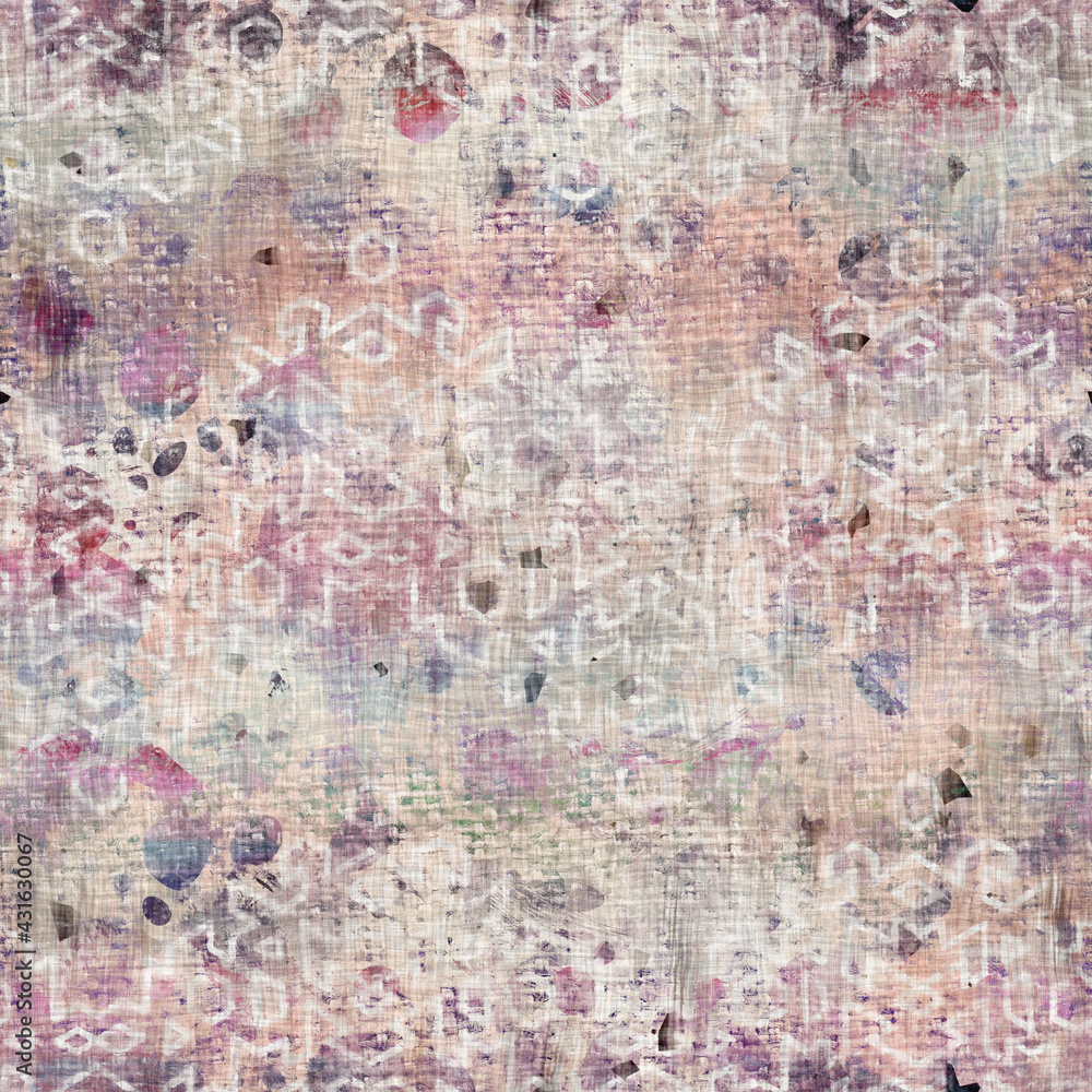 Naklejka premium Seamless purple and cream textured mixed media pattern print. High quality illustration. Artistic digital faux collage or paint design for print for surface design in any application.