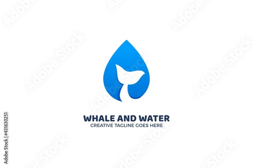 Whale and Water Drop Logo Template