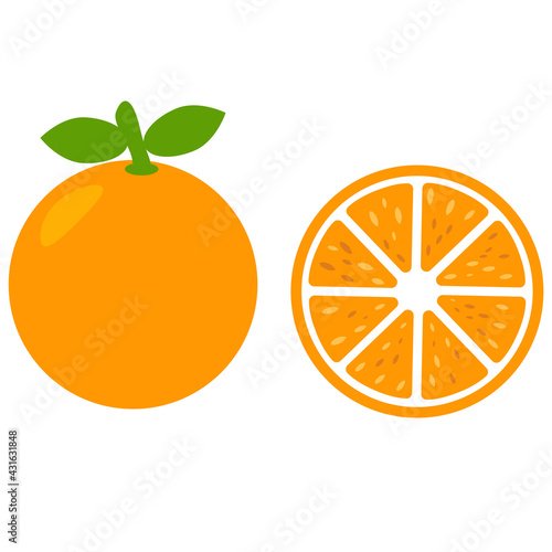 orange fruit icon on white background. orange slice sign. orange peace symbol. organic fruit. flat style.