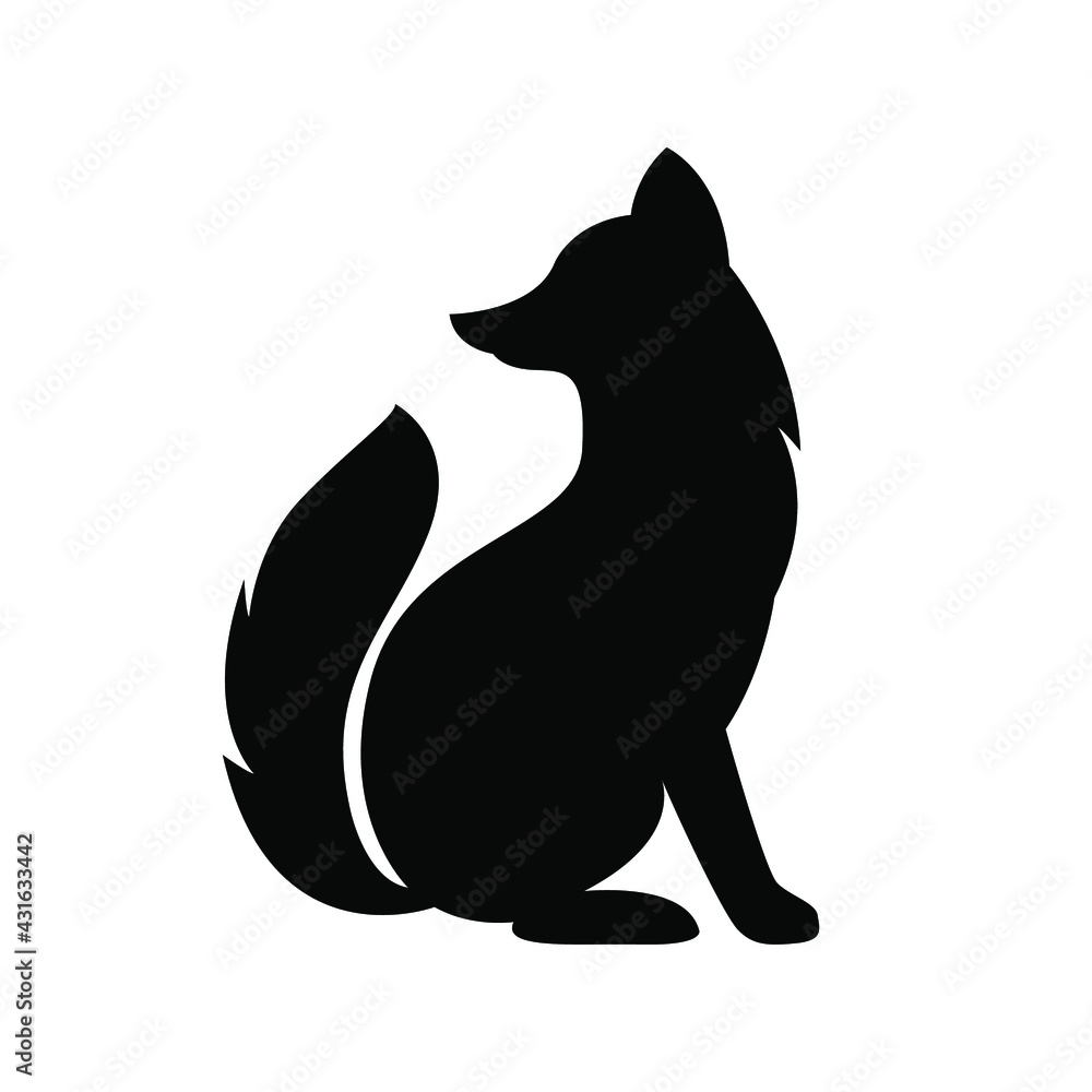 black silhouette of a fox. silhouette of a wild animal black silhouette of a fox. silhouette of a wild animal