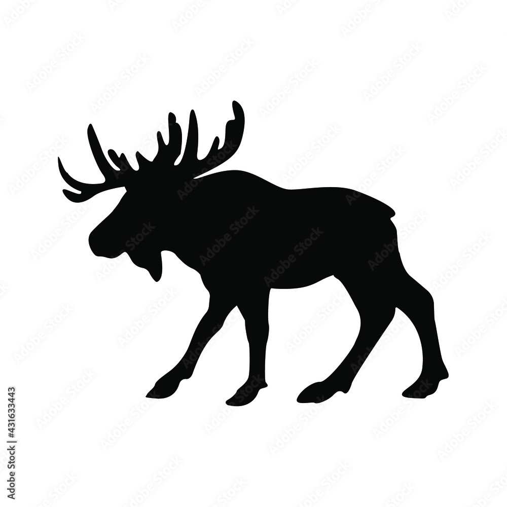 black silhouette of a moose. silhouette of a wild animal