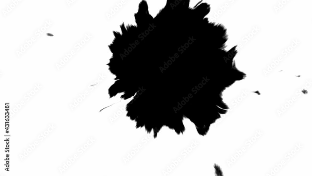 Ink wash animation of black ink spilled onto a white paper expanding Ink wash animation of black ink spilled onto a white paper expanding