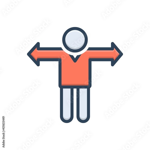Color illustration icon for contrary